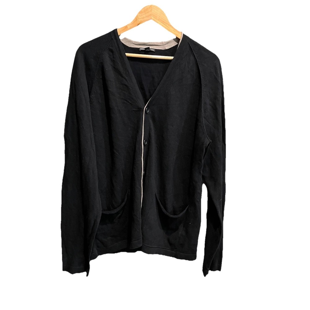 James Perse Black V Neck Button Up Men's Cardigan Sweater Size 3 (Large)